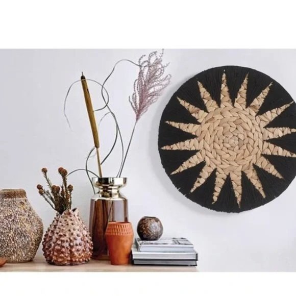Woven Basket Wall Décor Black Macrame Home Boho Wall Décor 12